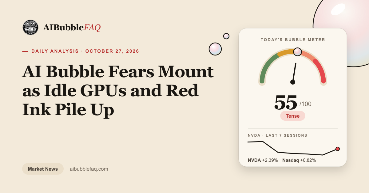 AI Bubble Fears Mount as Idle GPUs and Red Ink Pile Up — AIBubbleFAQ Threat Index and NVDA chart